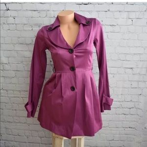 Iz Byer California Purple Trench Coat-Size Small